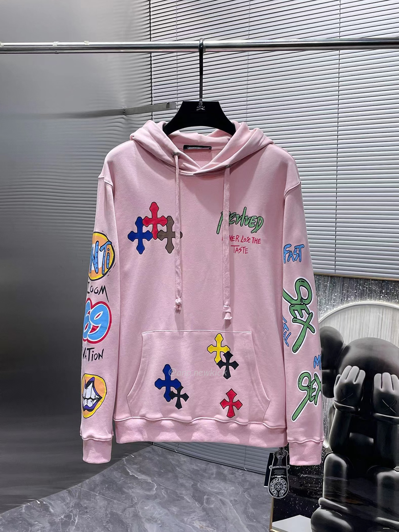 Chrome Hoodie Women Pullover Hip Hop Pink (2) - www.newkick.vip